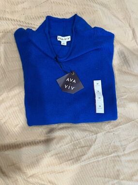 Ava & Viv Womens Royal Blue Turtleneck Sweater brand new plus size